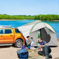 Outsunny 2000mm Waterproof SUV Tent, Car Tent with 3 Doors and Mesh Window, for 5-6 Person Camping Travel, Grey and Green(m-1)