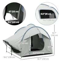 Outsunny 2000mm Waterproof SUV Tent, Car Tent with 3 Doors and Mesh Window, for 5-6 Person Camping Travel, Grey and Blue(m-3)
