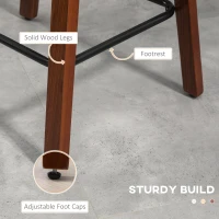 HOMCOM Counter Height Bar stools Set of 2 Mid-Back PU Leather Bar Chairs with Wood Legs, Brown(m-6)