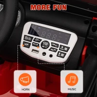 Qaba 12V Battery Powered Ride on Car, Ride on Truck w/ Remote, 4 Suspension Wheels, Music Horn Lights, Red(m-8)