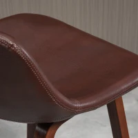 HOMCOM Counter Height Bar stools Set of 2 Mid-Back PU Leather Bar Chairs with Wood Legs, Brown(m-7)