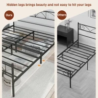 HOMCOM Metal Queen Platform Bed Frame with Headboard, Steel Slat Support, Underbed Storage, No Box Spring Needed, Easy Assembly(m-7)