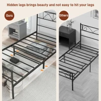 HOMCOM Metal Twin Platform Bed Frame with Headboard, Steel Slat Support, Underbed Storage, No Box Spring Needed, Easy Assembly(m-7)