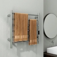 HOMCOM Towel Warmer, Stainless Steel Smart WiFi Heated Towel Rack, Wall Mounted with 6 Bars and Adjustable Temperature, Silver(m-8)