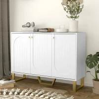 HOMCOM Sideboard Buffet Cabinet with 3 Doors, Modern Storage Cabinet with Adjustable Shelves & Center Leg, White(m-8)