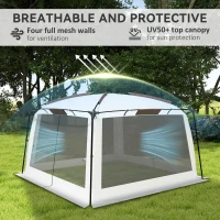 Outsunny 12' x 12' Screen Tent, UV50+ Protection Outdoor Screen House with Carry Bag & Ground Stakes, Fits 6-8 People, White(m-6)