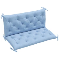 Outsunny 2 Seater Garden Bench Cushion, Soft Thick Outdoor Non-Slip 2 Seater Soft Pad With Backrest for Garden Patio, 47" x 43" x 5", Light Blue(m-11)
