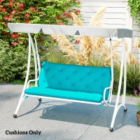 Outsunny 2 Seater Garden Bench Cushion, Soft Thick Outdoor Non-Slip 2 Seater Soft Pad With Backrest for Garden Patio, 47" x 43" x 5", Turquoise(m-7)
