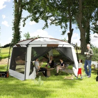 Outsunny 12' x 12' Screen Tent, UV50+ Protection Outdoor Screen House with Carry Bag & Ground Stakes, Fits 6-8 People, White(m-8)