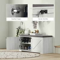 HOMCOM Shoe Storage Bench with Padded Seat, Entryway Bench Holds up to 352 lb, Shoe Organizer, 8 Pairs, Light Grey(m-7)