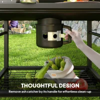 Outsunny 29" Charcoal BBQ Grill Barbecue Grill with Foldable Front Side Table, Spacious Cooking Area, Shelf, Black(m-9)