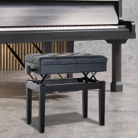 HOMCOM Adjustable Piano Bench with Storage and Soft PU Leather Padded, with Enough Music Storage Design, Black(m-1)