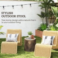 Outsunny Tree Stump Decorative Garden Stool, 15" Outdoor Stool Side Table Plant Stand Footstool for Indoor Outdoor, Brown(m-4)