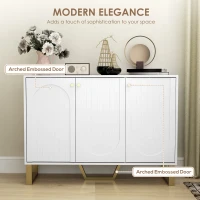 HOMCOM Sideboard Buffet Cabinet with 3 Doors, Modern Storage Cabinet with Adjustable Shelves & Center Leg, White(m-5)