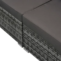 Outsunny 6 Pieces Outdoor PE Rattan Wicker Patio Furniture Sofa Set with Thick Cushions, Deluxe Garden Sectional Couch with Glass Top Table, Mixed Grey and Charcoal(m-13)