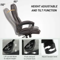 HOMCOM High Back Ergonomic Office Chair, PU Leather Executive Desk Chair with Adjustable Height and Swivel Wheels, Brown(m-6)
