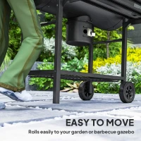 Outsunny 29" Charcoal BBQ Grill Barbecue Grill with Foldable Front Side Table, Spacious Cooking Area, Shelf, Black(m-10)