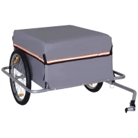 Aosom Bicycle Cargo Trailer Cart Carrier Garden Use w/ Quick Release, Cover, Grey(m-11)