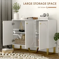 HOMCOM Sideboard Buffet Cabinet with 3 Doors, Modern Storage Cabinet with Adjustable Shelves & Center Leg, White(m-4)