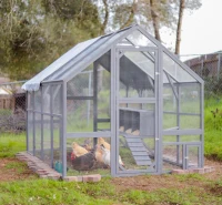 PawHut 9' x 6' x 6' Large Chicken Coop with Nesting Box, Water-Resistant and Anti-UV Cover for 8-12 Chickens, Gray(m-12)