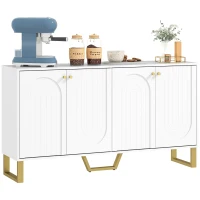 HOMCOM Sideboard Buffet Cabinet with 4 Doors, Modern Storage Cabinet with Adjustable Shelves & Center Leg, White(m-11)