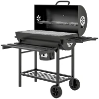 Outsunny 29" Charcoal BBQ Grill Barbecue Grill with Foldable Front Side Table, Spacious Cooking Area, Shelf, Black(m-2)