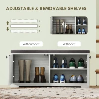 HOMCOM Shoe Storage Bench with Padded Seat, Entryway Bench Holds up to 352 lb, Shoe Organizer, 8 Pairs, Light Grey(m-5)