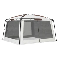 Outsunny 12' x 12' Screen Tent, UV50+ Protection Outdoor Screen House with Carry Bag & Ground Stakes, Fits 6-8 People, White(m-2)