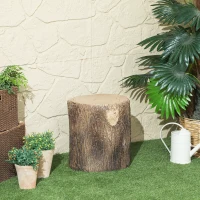 Outsunny Tree Stump Decorative Garden Stool, 15" Outdoor Stool Side Table Plant Stand Footstool for Indoor Outdoor, Brown(m-8)