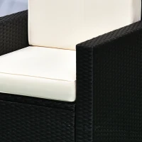 Outsunny 4 Pieces Sectional Patio Furniture Set, Rattan Wicker Patio Chairs Outdoor Coffee Set with Cushions, Cream White(m-9)