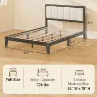 HOMCOM Full Bed Frame with Headboard Full Size Platform Bed Frame with Wooden Slats No Box Spring Needed Charcoal Gray(m-3)