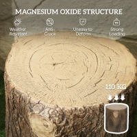 Outsunny Tree Stump Decorative Garden Stool, 15" Outdoor Stool Side Table Plant Stand Footstool for Indoor Outdoor, Brown(m-5)