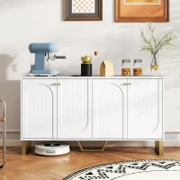 HOMCOM Sideboard Buffet Cabinet with 4 Doors, Modern Storage Cabinet with Adjustable Shelves & Center Leg, White(m-1)