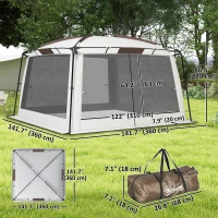 Outsunny 12' x 12' Screen Tent, UV50+ Protection Outdoor Screen House with Carry Bag & Ground Stakes, Fits 6-8 People, White(m-3)
