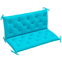 Outsunny 2 Seater Garden Bench Cushion, Soft Thick Outdoor Non-Slip 2 Seater Soft Pad With Backrest for Garden Patio, 47" x 43" x 5", Turquoise(m-11)