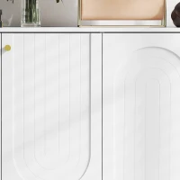 HOMCOM Sideboard Buffet Cabinet with 4 Doors, Modern Storage Cabinet with Adjustable Shelves & Center Leg, White(m-10)