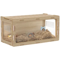 PawHut Hamster Cage with Easy View Acrylic Panels, Air Vents & Openable Roof, for Gerbil, Guinea Pig, 39" x 20" x 18.5", Oak(m-11)