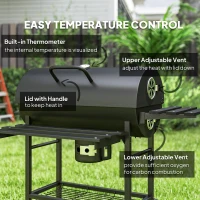 Outsunny 29" Charcoal BBQ Grill Barbecue Grill with Foldable Front Side Table, Spacious Cooking Area, Shelf, Black(m-5)