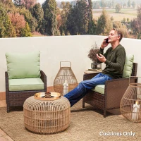 Outsunny 4-Piece Seat Cushion Pillows Replacement, Patio Chair Cushions Set with Back for Indoor Outdoor, Green(m-6)