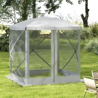 Outsunny Pop-Up Tent, Foldable Screen Tent with Carry Bag, Zippered Door and Ground Stakes, Fits 3-4 People, Light Grey(m-10)