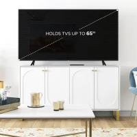 HOMCOM Sideboard Buffet Cabinet with 4 Doors, Modern Storage Cabinet with Adjustable Shelves & Center Leg, White(m-6)