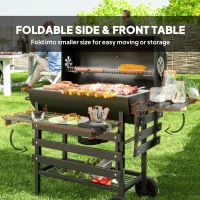Outsunny 29" Charcoal BBQ Grill Barbecue Grill with Foldable Front Side Table, Spacious Cooking Area, Shelf, Black(m-7)
