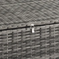 Outsunny 6 Pieces Wicker Patio Furniture Set with Cushions, 7-Seater Rattan Patio Sofa Set with Storage Table, Navy Blue(m-12)