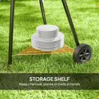 Outsunny 17" Kettle Charcoal BBQ Grill with BBQ Accessories, Barbecue Grill with Shelf, Ash Catcher, Wheels, Handles for Outdoor Cooking, Patio Backyard Party, Black(m-9)