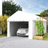 Outsunny 10 x 20ft Portable Garage Heavy Duty Carport with 2 Roll-up Doors and Removable Sidewalls for Car, Truck, Boat, White(m-8)