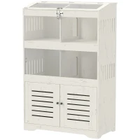 PawHut Large Hamster Cage for Multiple Small Pets, Rat Cage with Storage Cabinet, Clear Transparent Panels, Cream White(m-1)