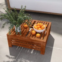 Outsunny 2-in-1 Outdoor Storage Box for Umbrella Base, Coffee End Table, Wooden Patio Umbrella Stand Table, Brown(m-9)