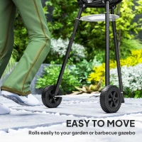 Outsunny 17" Kettle Charcoal BBQ Grill with BBQ Accessories, Barbecue Grill with Shelf, Ash Catcher, Wheels, Handles for Outdoor Cooking, Patio Backyard Party, Black(m-10)