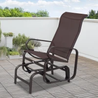 Outsunny Patio Glider with Breathable Mesh Fabric, Outdoor Glider Chair, Garden Rocking Gliding Seat for Patio, Yard, Porch, Brown(m-8)
