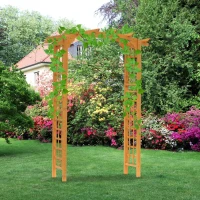 Outsunny 7.5FT Wood Garden Arch Trellis, Outdoor Walkway Round Pergola Style Arbor for Decorative Climbing Plants, Patio, Lawn, Backyard Party, Ceremony Decoration Accessories, Yellow(m-8)